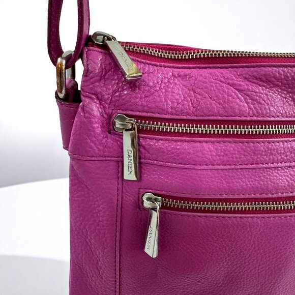 Danier Magenta Leather Crossbody Bag – Medium Zip Pocket Shoulder Purse - Picture 8 of 14